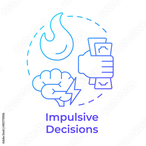 Impulsive decisions blue gradient concept icon. Emotional strain. Financial stress, money anxiety. Round shape line illustration. Abstract idea. Graphic design. Easy to use in blog post, booklet