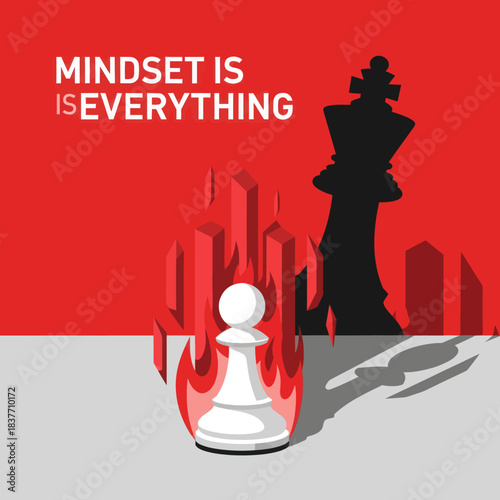 Pawn with King Shadow and Mindset is Everything Text.