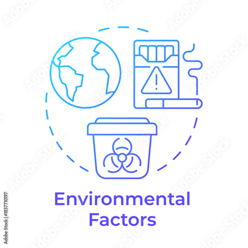 Environmental factors blue gradient concept icon. Biohazard impact. Global environment. Health risk. Round shape line illustration. Abstract idea. Graphic design. Easy to use in blog post, booklet