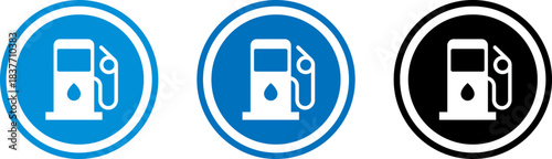 Fuel Station Circular Icons