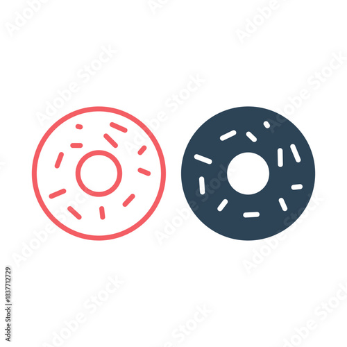 Glazed cake with a hole vector icons set. Donut, Doughnut design illustration