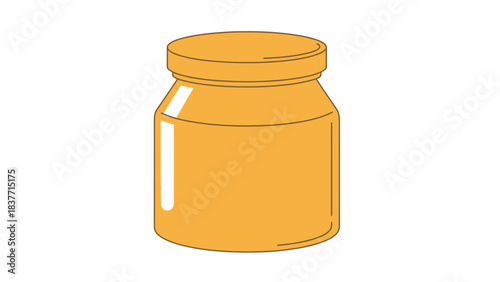Simple illustration of a yellow-orange jar with a lid, typically used for food storage or preserves.