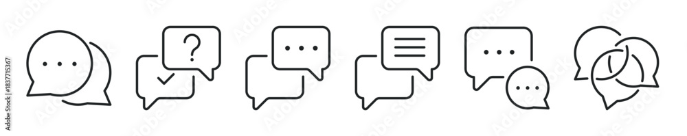 Obraz premium Chat thin line icon set. Web minimal editable stroke icons
