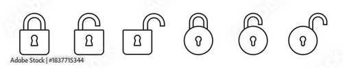 Padlock thin line icon set. Web minimal editable stroke icons