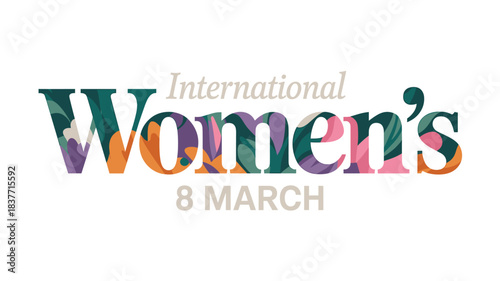 Illustration of international womens day 8 march white