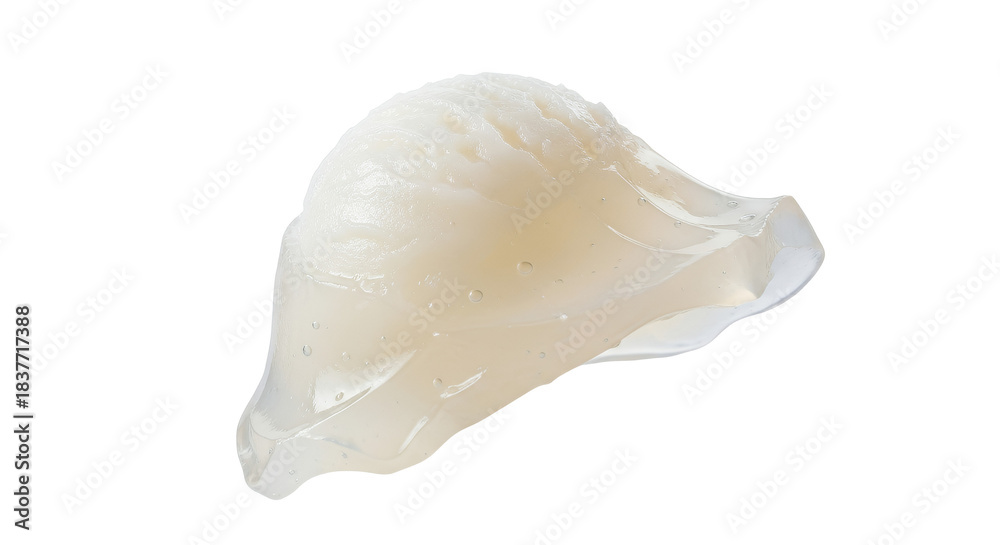 Naklejka premium Translucent Coconut Jelly Piece on White Background Showcasing Exquisite Texture and Natural Appearance