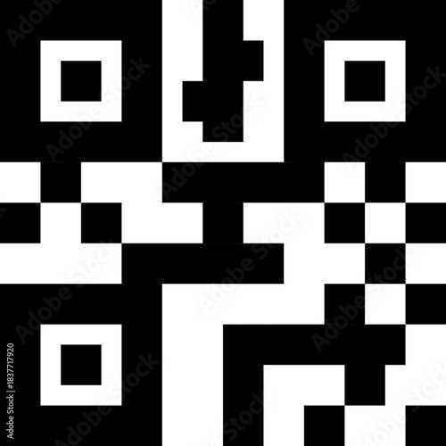 Close up of a black and white qr code pattern