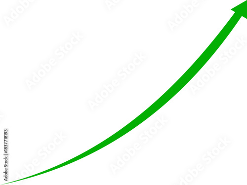 Green upward arrow indicating financial growth and market progress