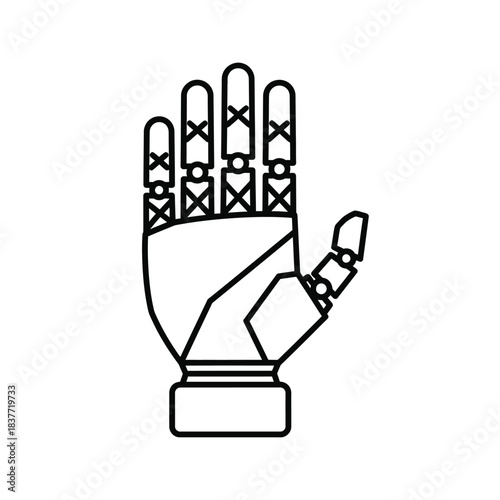 Clean line art depiction of an advanced robotic hand, symbolizing futuristic technology, artificial intelligence progress, and the evolving frontier of human-machine interaction and bionic innovation