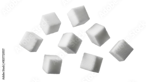 Geometric sweetness: An array of refined sugar cubes isolated against a clean backdrop, a delightful culinary concept ready for your