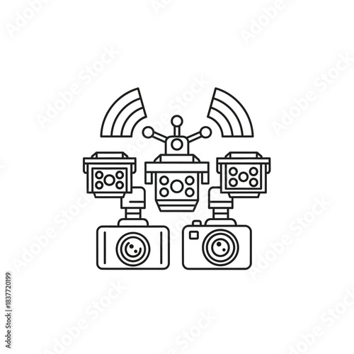 Connected cameras with broadcasting waves for monitoring and recording