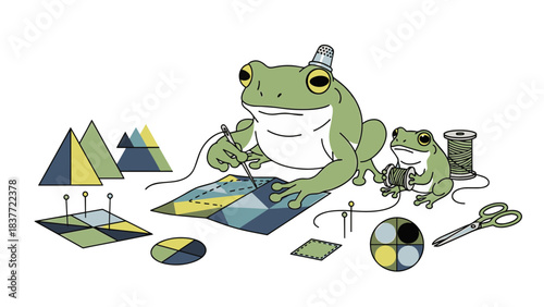 Frogs Quilting Together: A Whimsical Sewing Project