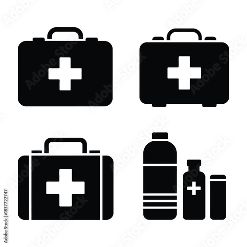 First Aid Kit Vector, Silhouette, Illustration