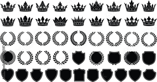 Vector icon collection of black lightning bolt symbols, illustrating electricity, power, energy, speed, danger, thunder, storm, and warning signal concepts.