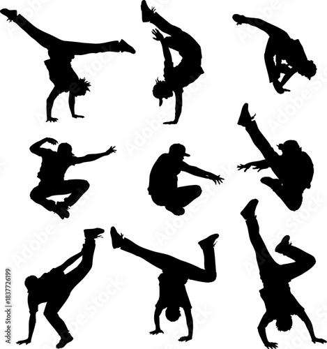 Capoeira and Acrobatics Silhouettes