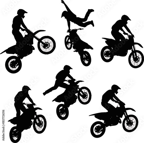 Motocross Dirt Bike Silhouettes Vector Pack