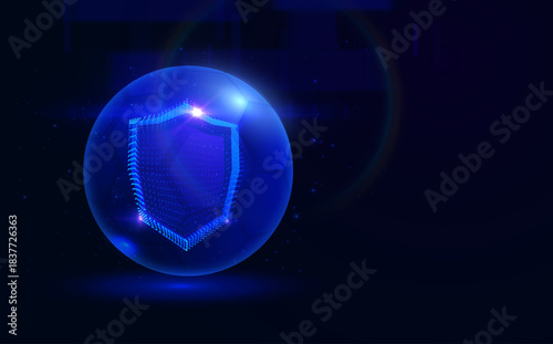 Shield icon with a digital finish, symbolizing cybersecurity and data protection. Perfect for corporate presentations, fintech branding, antivirus software, fiintech branding, and secure networks
