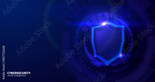 Shield icon with a digital finish, symbolizing cybersecurity and data protection. Perfect for corporate presentations, fintech branding, antivirus software, fiintech branding, and secure networks
