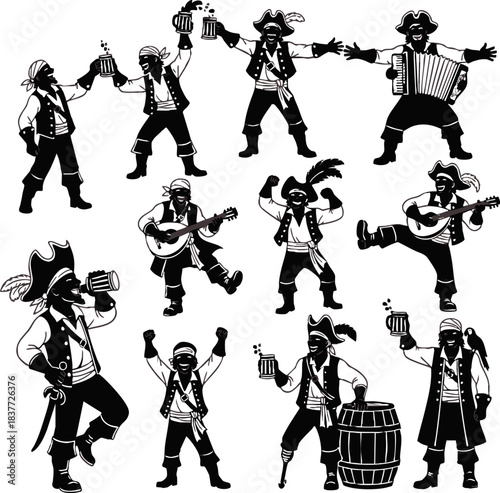 Pirate Celebration and Dancing Silhouettes