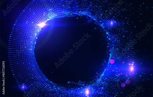 Abstract geometric background of big data space, with grid of glowing connection dots. Network infrastructure, data centers, cloud storage mapping, digital communication frameworks
