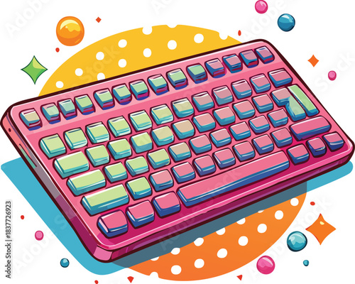 Vibrant Retro Pop Art Pink Computer Keyboard