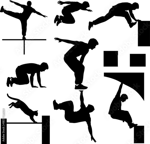 Parkour Silhouette Set - Urban Free Running