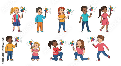 Diverse Children Holding Flowers