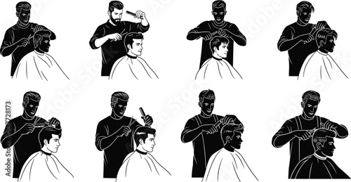 Vector silhouette collection of laborers shoveling dirt and working with wheelbarrows, illustrating farming, construction, heavy manual labor, and agricultural jobs.