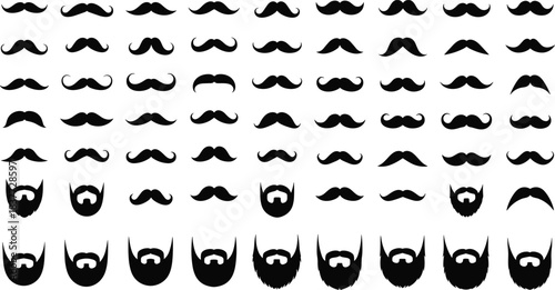 Vector silhouette collection of mountain climbers and hikers ascending steep peaks with ice axes and gear, illustrating extreme sports, challenge, and expedition concepts.