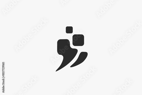 Pixelated quotation mark digital logo