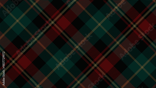 Checkered tartan plaid with twill weave repeat pattern in green black white.Christmas gingham seamless pattern.Geometric graphic vector illustration background design for fabric and print.