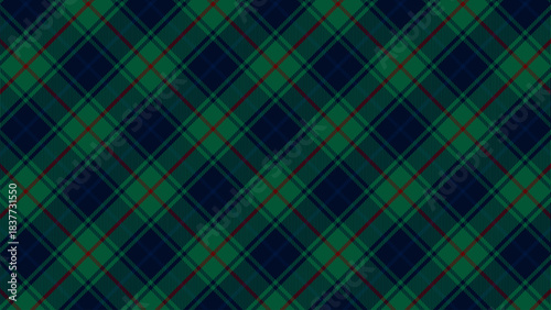 Checkered tartan plaid with twill weave repeat pattern in green black white.Christmas gingham seamless pattern.Geometric graphic vector illustration background design for fabric and print.