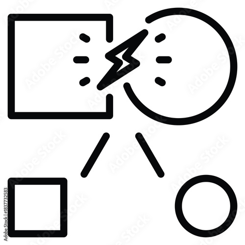 Decomposition Reaction Icon Line Vector Illustration