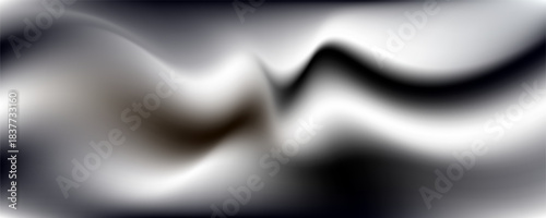 Smooth gray gradient background with a soft, wavy texture. The background features a gradient effect, creating a serene gray ambiance. Minimal abstract gradient flow background vector