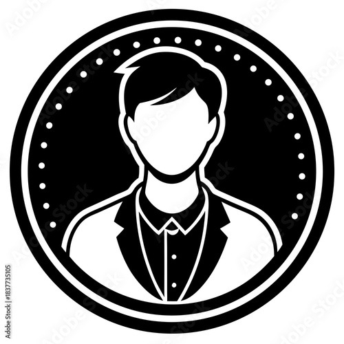 Classic person profile icon silhouette for digital interfaces and user identification features.