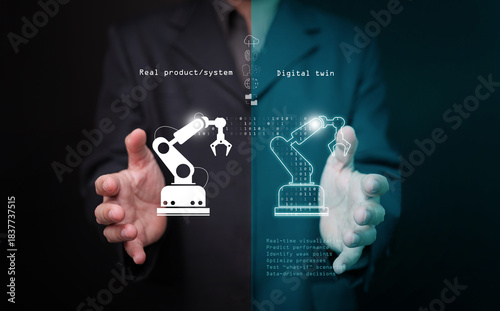 Canvas Print Digital twins technology concept