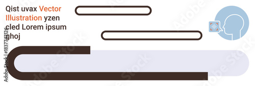 Communication, speech therapy, language learning, education, information sharing, profile identification. Side view head profile with speech bubble and text. Communication and speech therapy concept