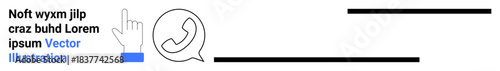 Digital communication, customer support, messaging apps, chat services, user interface, contact features. Hand pointing toward a chat bubble with a phone symbol inside. Digital communication
