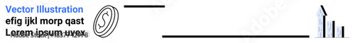 Business, data analytics, branding, corporate growth, market performance, design resources. Features a symbol and a bar graph with upward trend. Business and branding concept
