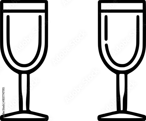 Elegance Simplicity: Trio Champagne Flutes | Clean, isolated vector art for creative projects.