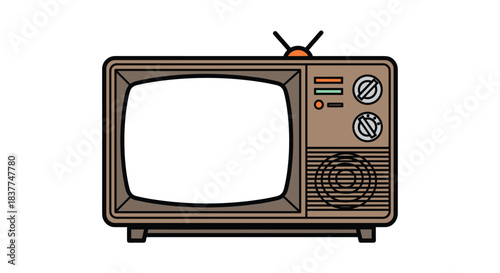 Colorful retro television set illustration with a blank screen for adding custom content or text on a white background.