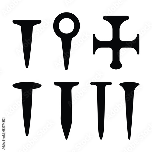 Tent Pegs Vector, Silhouette, Illustration