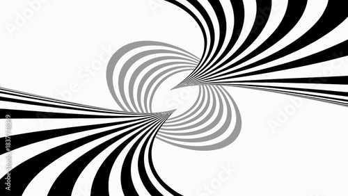 Abstract twisted lines illusion in black, white, and grey art