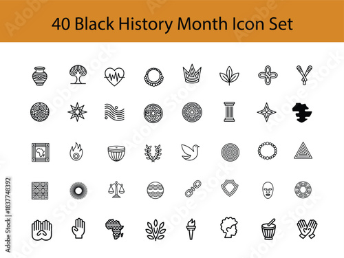 Black History Month Icon Set with African American Cultural Elements African American culture