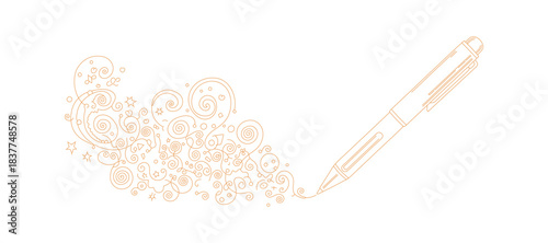 Ballpoint pen doodle line art illustration. Vector 