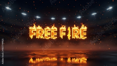 Free Fire Text in Burning Golden Fire Effect – Cinematic 3D Render on Black