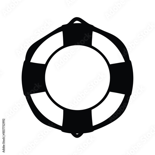 Black and white illustration of a classic life preserver or flotation device