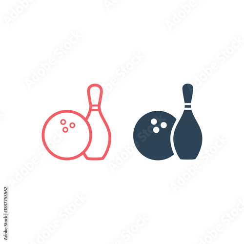 Bowling pin icons set Bowling game Simple Logo template Bowling club tournaments Sport illustration