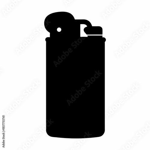Silhouette of cigarette lighter for design use- Black silhouette of an open cigarette lighter, useful for icons, graphic design, product mockups, and search queries about flame tools
