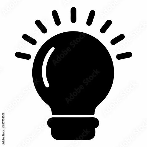Stylized black lightbulb icon representing an idea or innovation on white background